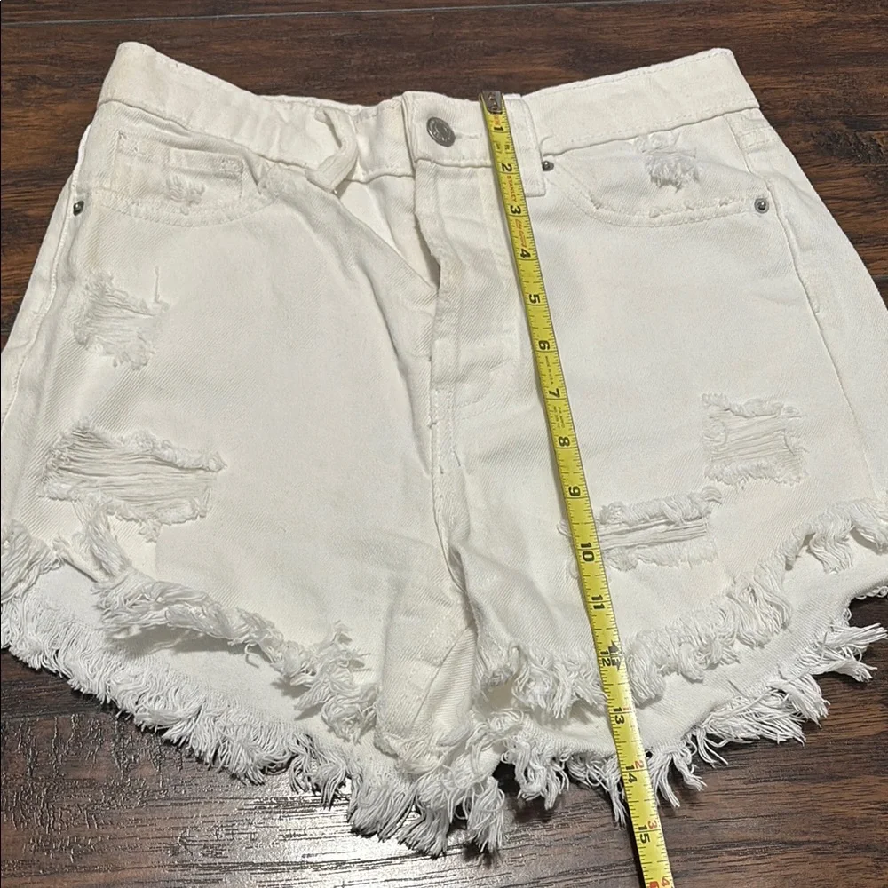 Wild Fable White Jean Shorts Distressed Frayed Hem
